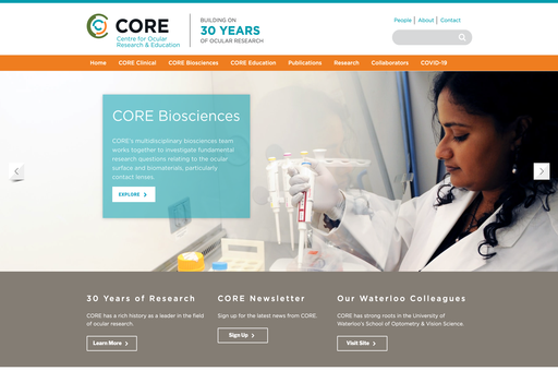 Screenshot of CORE Website