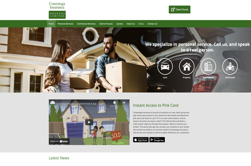 Screenshot of Conestoga Insurance Website